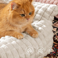 Cat Couch Bed with Fluffy Faux Rabbit Fur for Indoor Cats - Off White / Medium: 30"L x 20"W x 10"Th - image 4