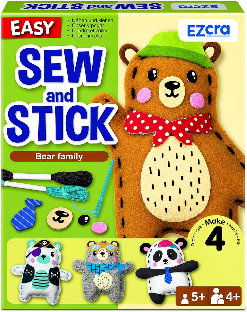EZCRA Unicorn Sewing Kit for Kids Ages 4-8, 4 Beginner Projects - Bear 4-in-1