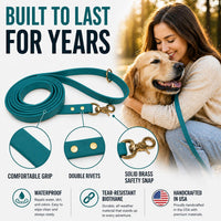 Biothane Leash, Brass, 6 ft x 5/8, Black – Essentials for Dogs - 5/8 / Teal - image 4