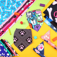150 Pcs Dog Bandanas Bulk Pet Bibs Colorful Triangle Scarf Pet Bandanas for Medium Large Dogs Spring Summer Birthday Costume Decoration (Paw)