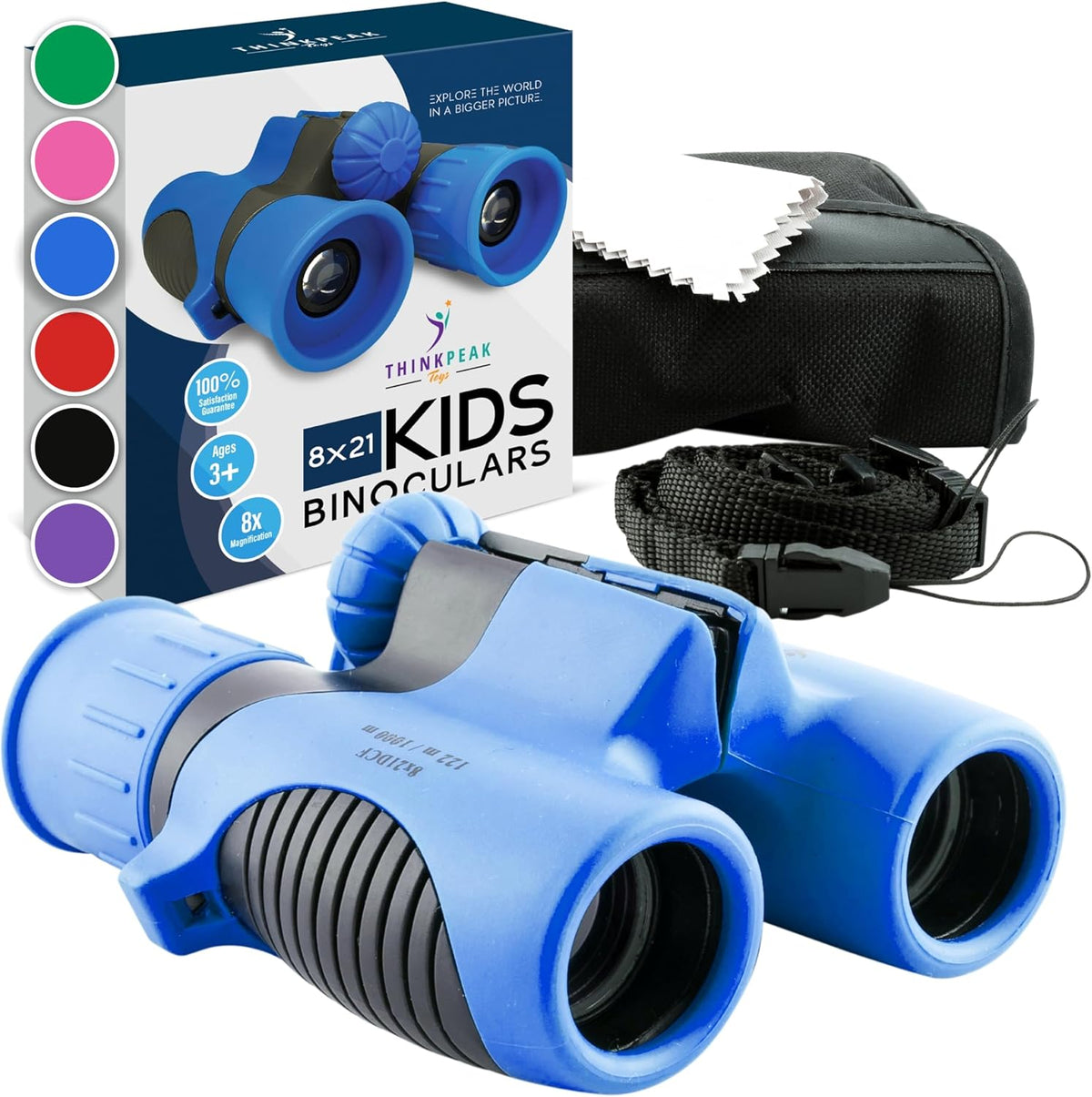 Think Peak Blue Binoculars Science Toy for Kids Ages 3-12 Years - Blue