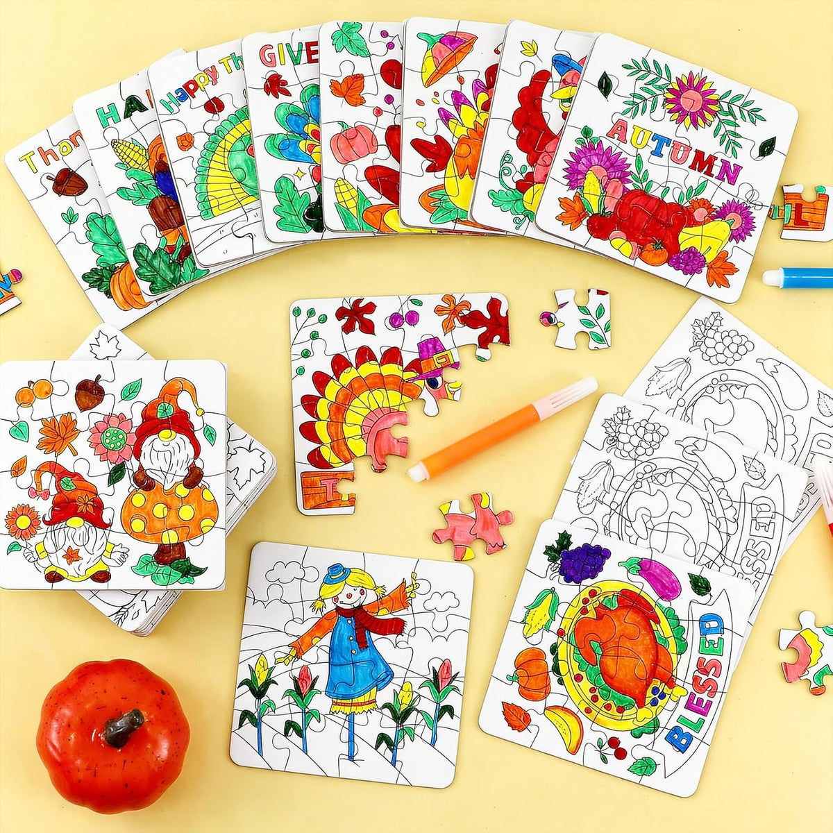 MUOUAKATE Christian Halloween crafts for kids, 24 blank coloring puzzle sets - view 30