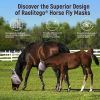 Horse Fly Mask, Adjustable Fly Masks for Horses with Ears, UV Protection from Insect Pests Comfort Mesh Without Nose Average Size Horses Accessories(Large)