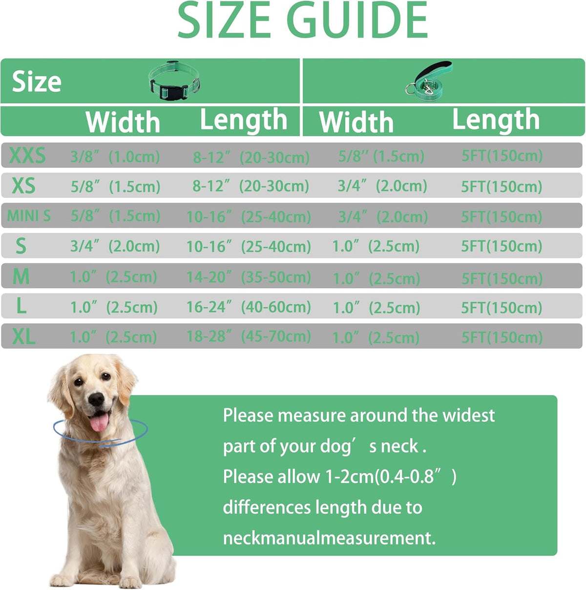 Maiiu reflective nylon dog collar and leash set with quick release buckle - view 4