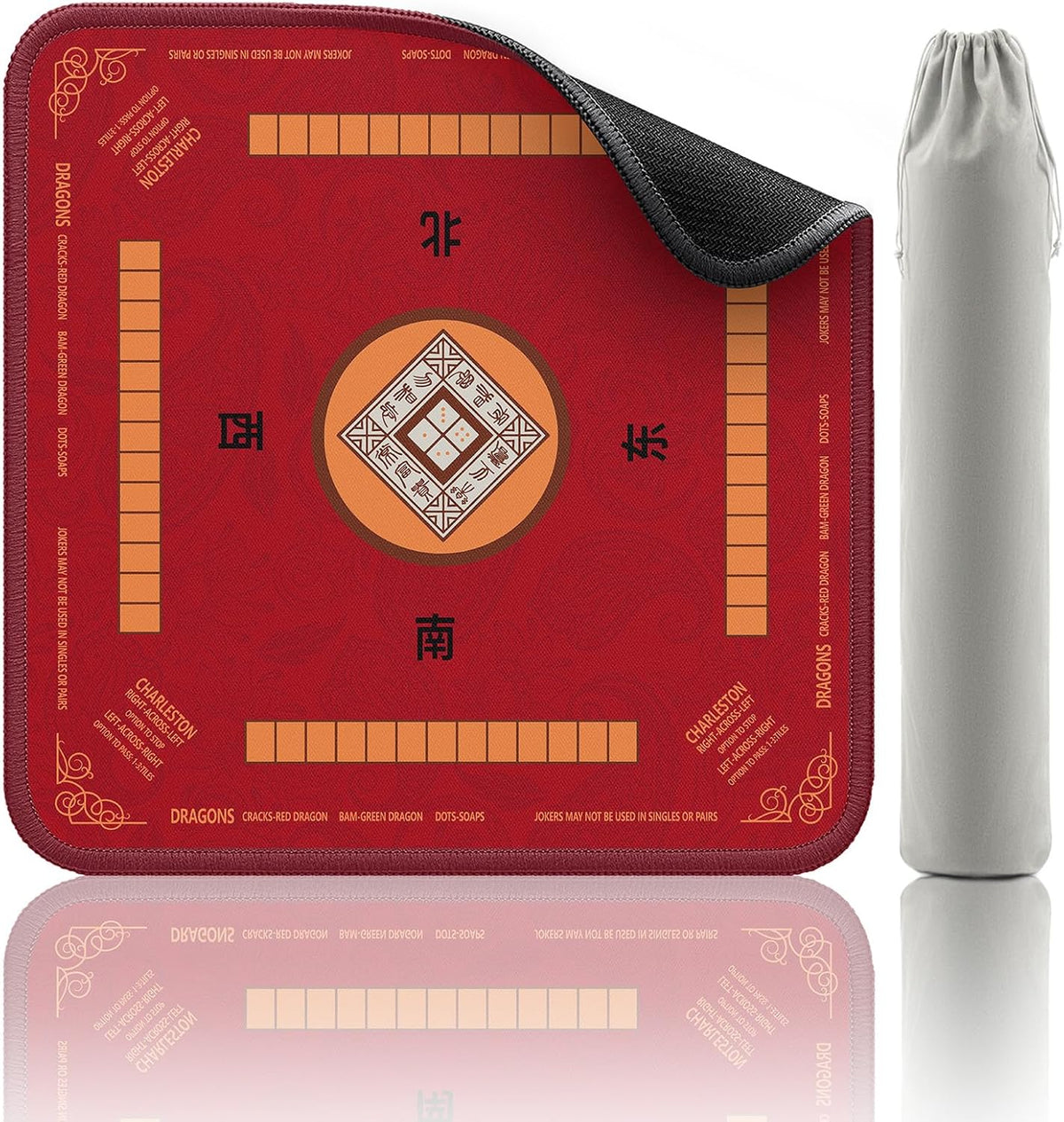 2F22E Mahjong Mat for Table 32.4" x 32.4" - Red