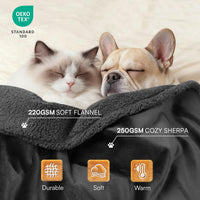 Waterproof Pet Blanket, Liquid Pee Proof Dog Blanket for Sofa Bed Couch, Reversible Sherpa Fleece - M (57" x40") / Black-thicken - image 3