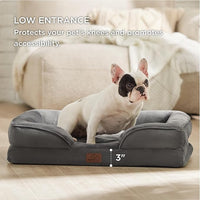 Bedsure Orthopedic Dog Bed Medium Size Dogs - Washable Medium Dog Cat Bed Waterproof, Comfort Pet Couch Sofa with Washable Removable Cover, Pets Bed with Nonskid Bottom, Dark Grey, 28"
