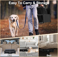 Extra Wide Dog Stairs for Large Dogs, Foldable Dog Ramp for Car with Non-Slip Surface, Lightweight Dog Stairs for Cars, Dog Steps for Cars, SUV, High Beds, Truck, Supports up to 250 lbs, 4 Steps