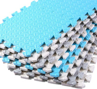 16 Tiles Foam Play Mat, Soft & Safe EVA Foam Mats for Floor - White/Gray/Lightblue - image 4