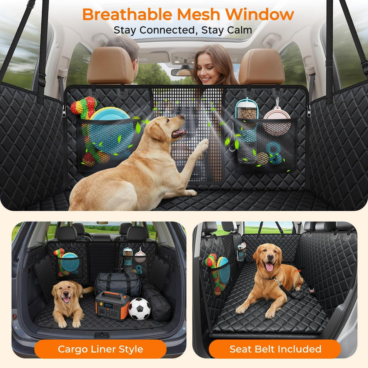 URPOWER Back Seat Extender for Dogs - Black / XL - Full Size Crew Cab Truck - image 3