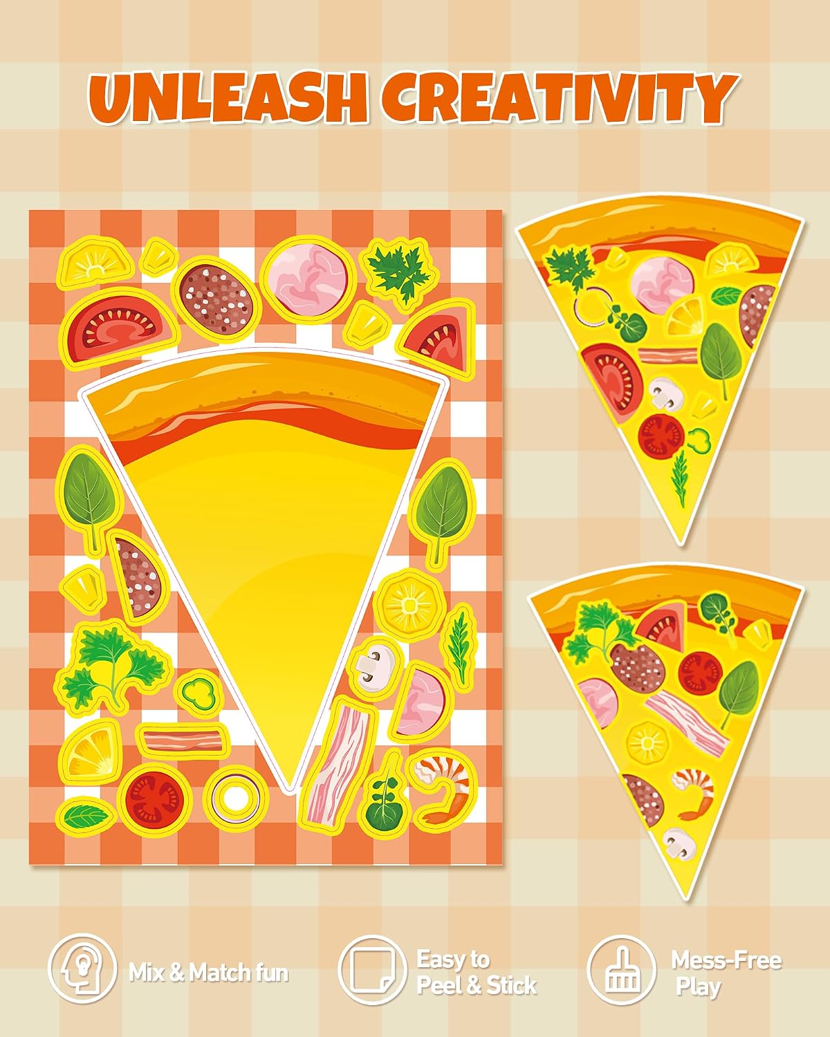 30 Unicorn Make-a-Face Sticker Sheets for Kids – Fun for Kids & Family - Pizzas - image 4