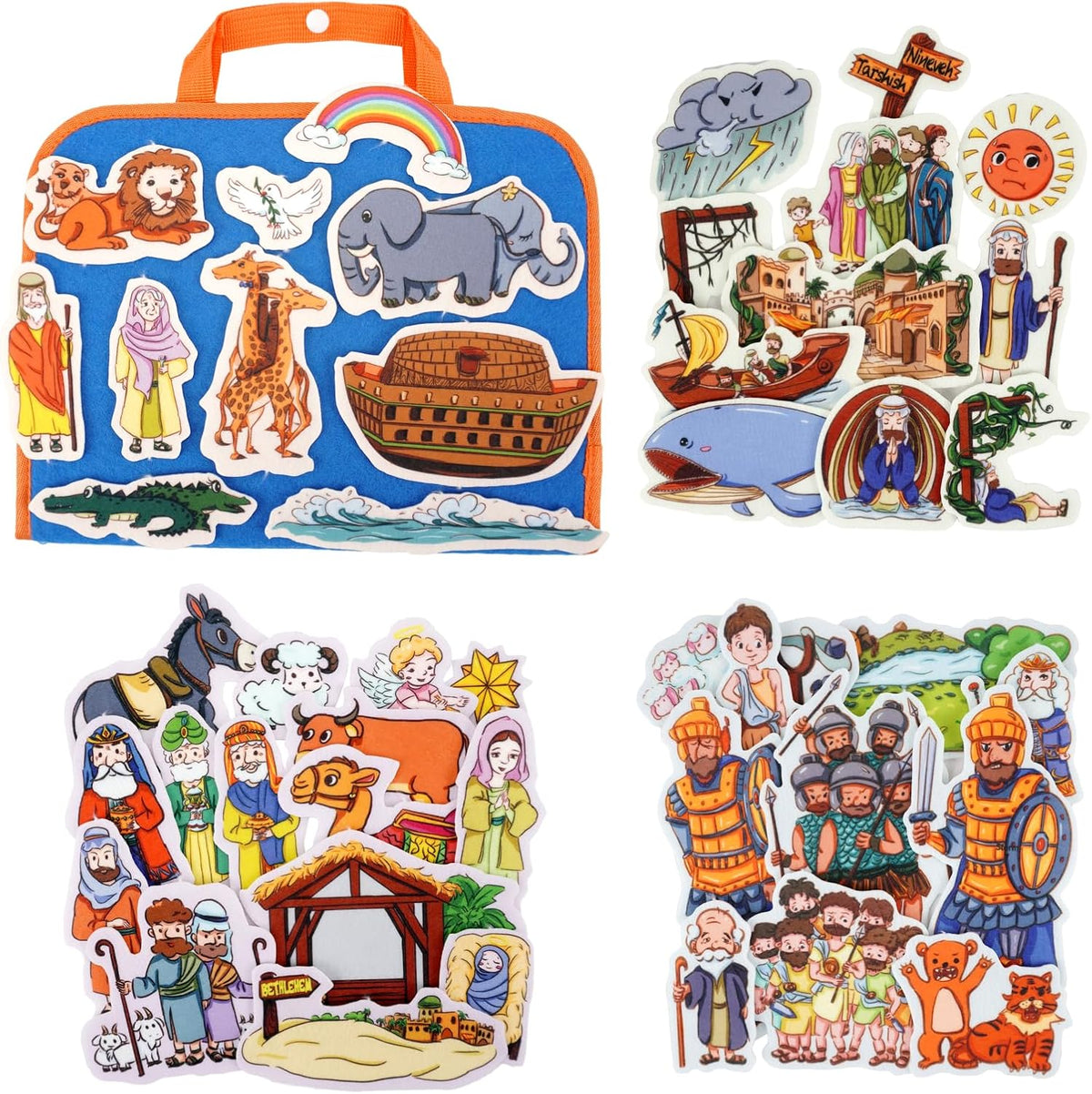CHEFAN Noah's Ark Felt Board Bible Stories - Noah's Ark & Other 3 Bible Stories Set