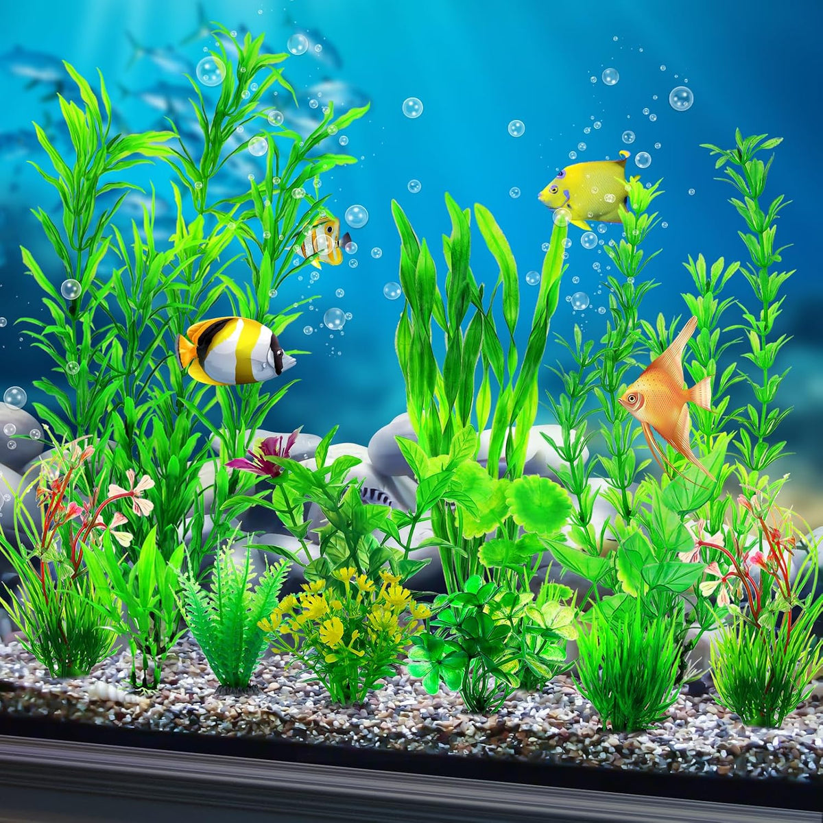 CousDUoBe 12pcs Fish Tank Accessories Aquarium Decorations Green - 12Pack (2inch to 8.6inch) - image 2