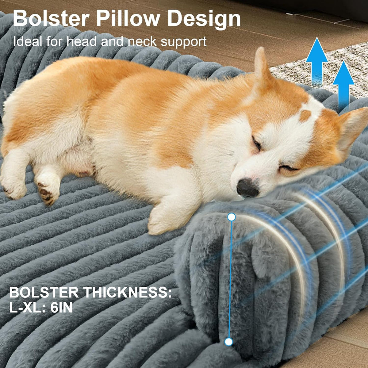 Luxurious Dog Couch Bed, Dog Couch Cover - XX-Large(51.1*41.3*6 In) / Grey - image 2