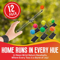 Playbees 12 neon wrist baseballs on elastic cords with Velcro wristbands - view 8