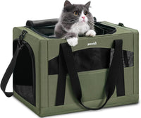 Pecute Cat Carrier Stable, Pet Carrier with Privacy Partition - Green Regular / 16.9"L x 11.0"W x 11.0"H
