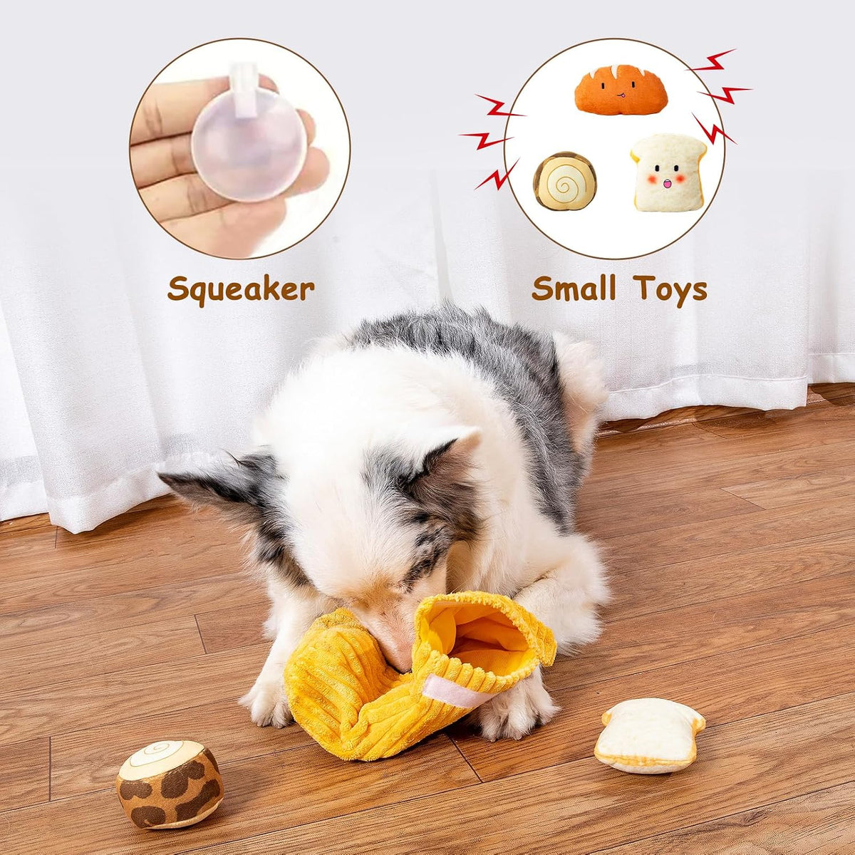Hollypet Squeaky Hide and Seek Dog Toys for Small and Medium Dogs - Bread - image 4