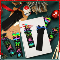 AUGSUN fall rainbow scratch art bookmarks with pumpkin and leaf designs - view 39