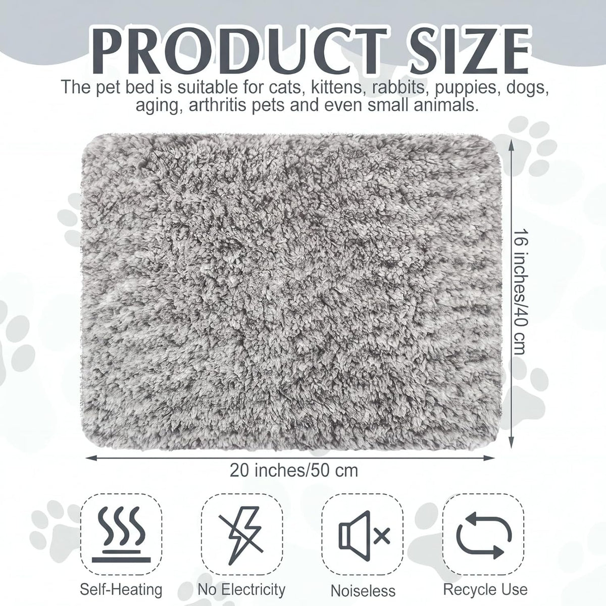 Drydiet 4 Pack Self Warming Cat Mat for Pets - 16 x 20 Inch / Gray / Solid - image 2