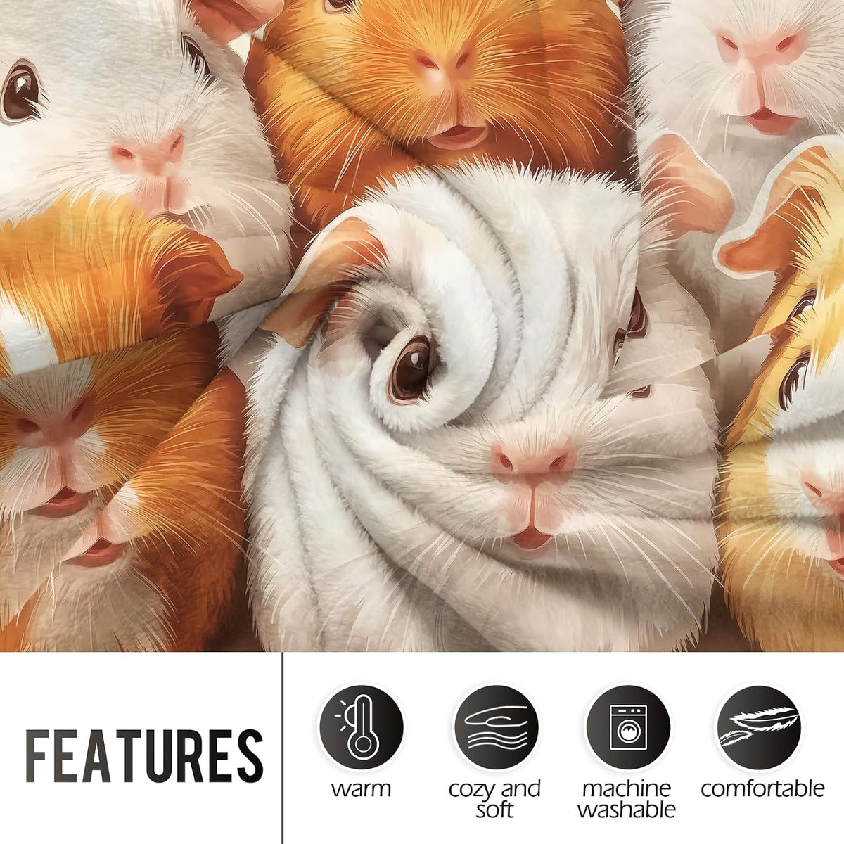 Levens Black Cat Blanket, Cozy Cats Blankets for Cat Lovers 60"x50" Soft Plush Black Cats Gifts - Guinea Pig Blanket Yellow / 50"x60" - image 3