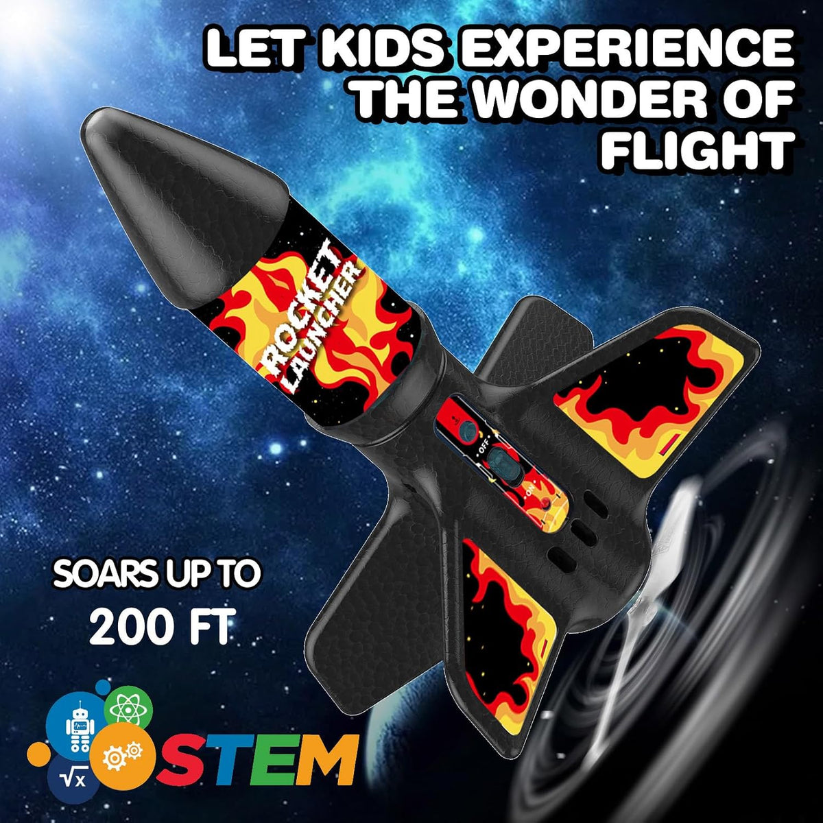Rocket Launcher for Kids - Self-Launching 200 ft Motorized Outdoor Electric Play Toy, High Flying - Red - image 2
