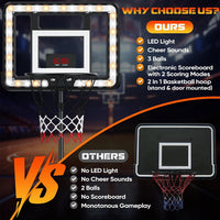 flybakiz kids basketball hoop with electronic scoreboard, timer and adjustable stand - view 3