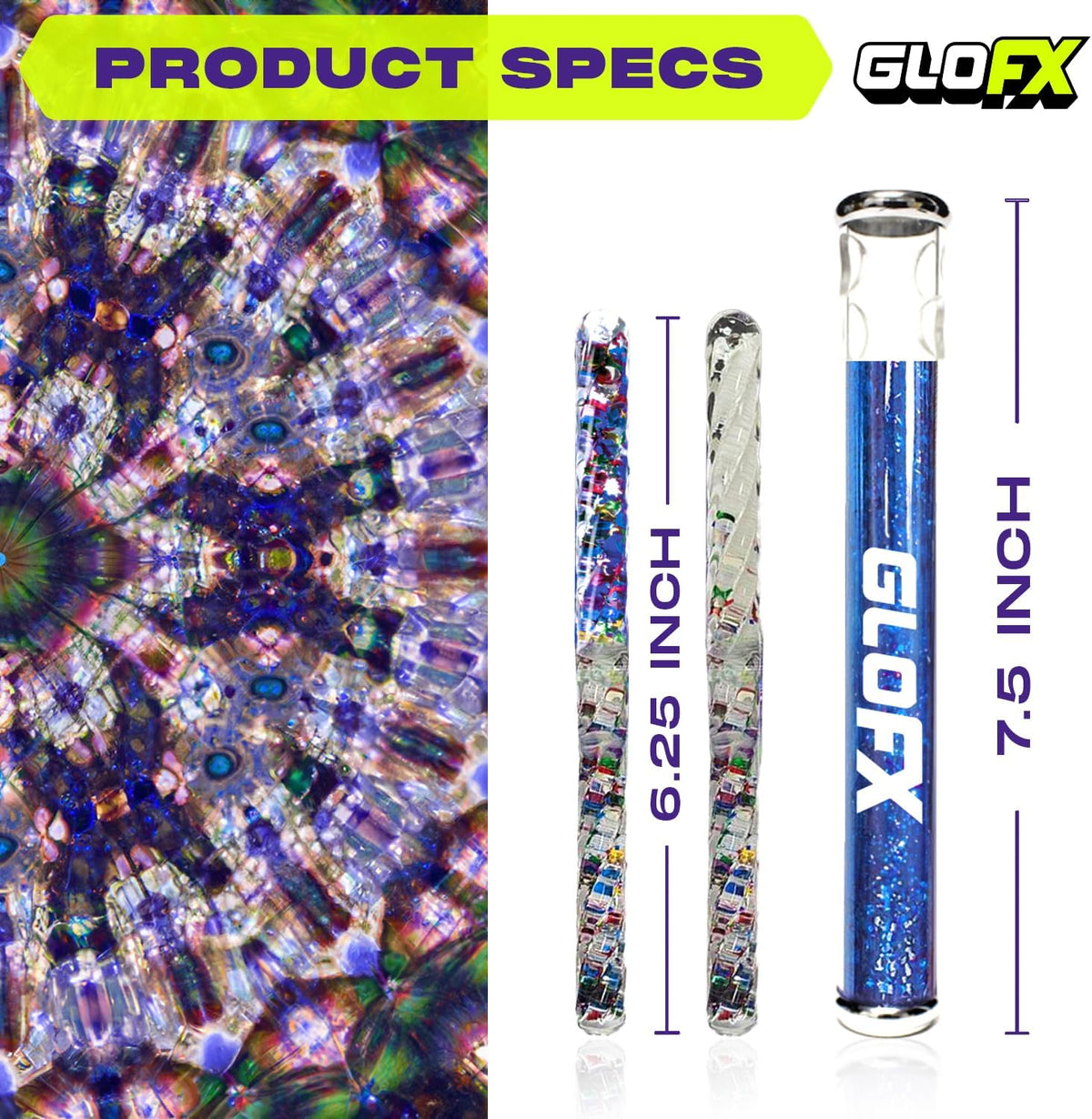 GloFX blue Liquid X kaleidoscope tube with blue and white glitter Vision Wands - view 8