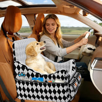 Dog Car Seat for Small/Medium Dogs up to 35lbs - Black/White / Medium - image 4