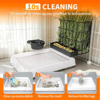 3 in 1 Guinea Pig Hay Feeder with Litter Box & Water Bowl - 10in set / Black - image 2