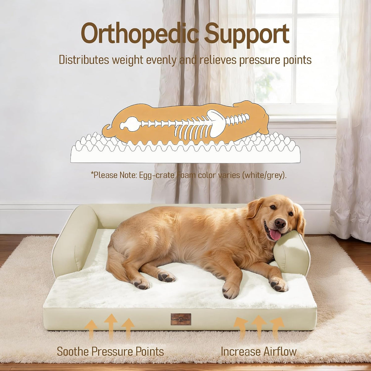 Comfort Expression Orthopedic XL Dog Bed for Large and Extra Large - Beige / 48"L x 33"W x 8"Th - image 2