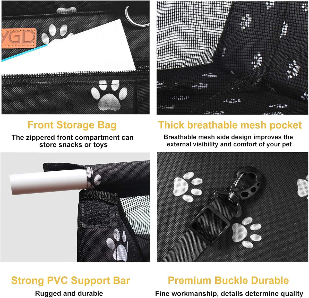 Portable Pet Dog Booster Seat for Small and Medium Pets – Essentials for Dogs - Black and White - image 3