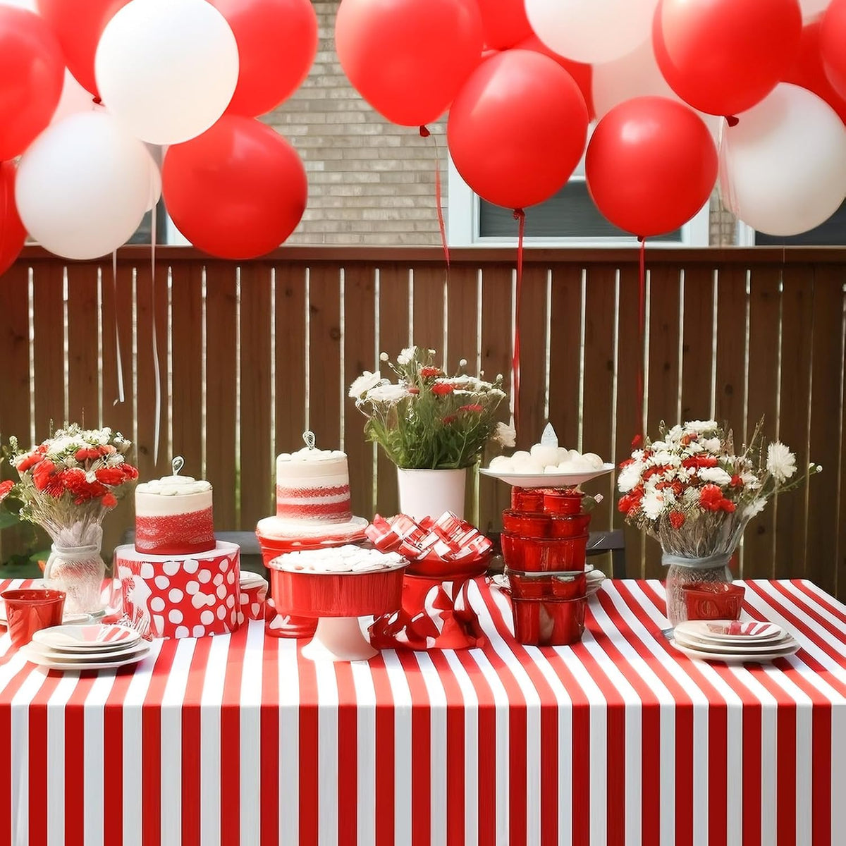 NOVWANG kids party tablecloth 4-pack in red, yellow, cloud and cow print - view 31