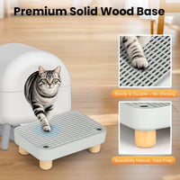 Litter Box Step, Litter Box Ramp/Catcher with Wooden Base - Light Gray - image 3
