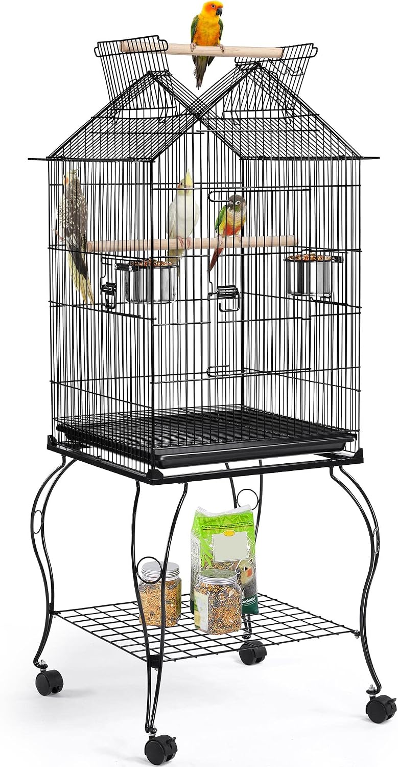 Yaheetech 57-Inch Open Top Bird Cage with Rolling Stand & Slide-Out