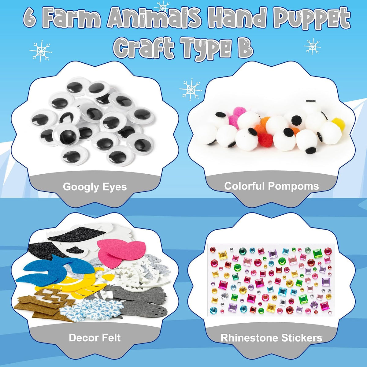 WATINC Hand Puppet Making Kit, Felt Sock Puppet Toys for Kids – Fun for Kids & Family - Polar Animals B - image 2