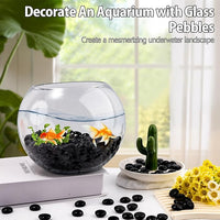 Black Glass Marbles, 0.97 LB Flat Glass Beads for Vases, Mosaic Gem Pebbles for Aquarium Decor, Floral Arrangements Vase Filler Smooth Mancala Stones and Crafts Approx. 80-100PCS