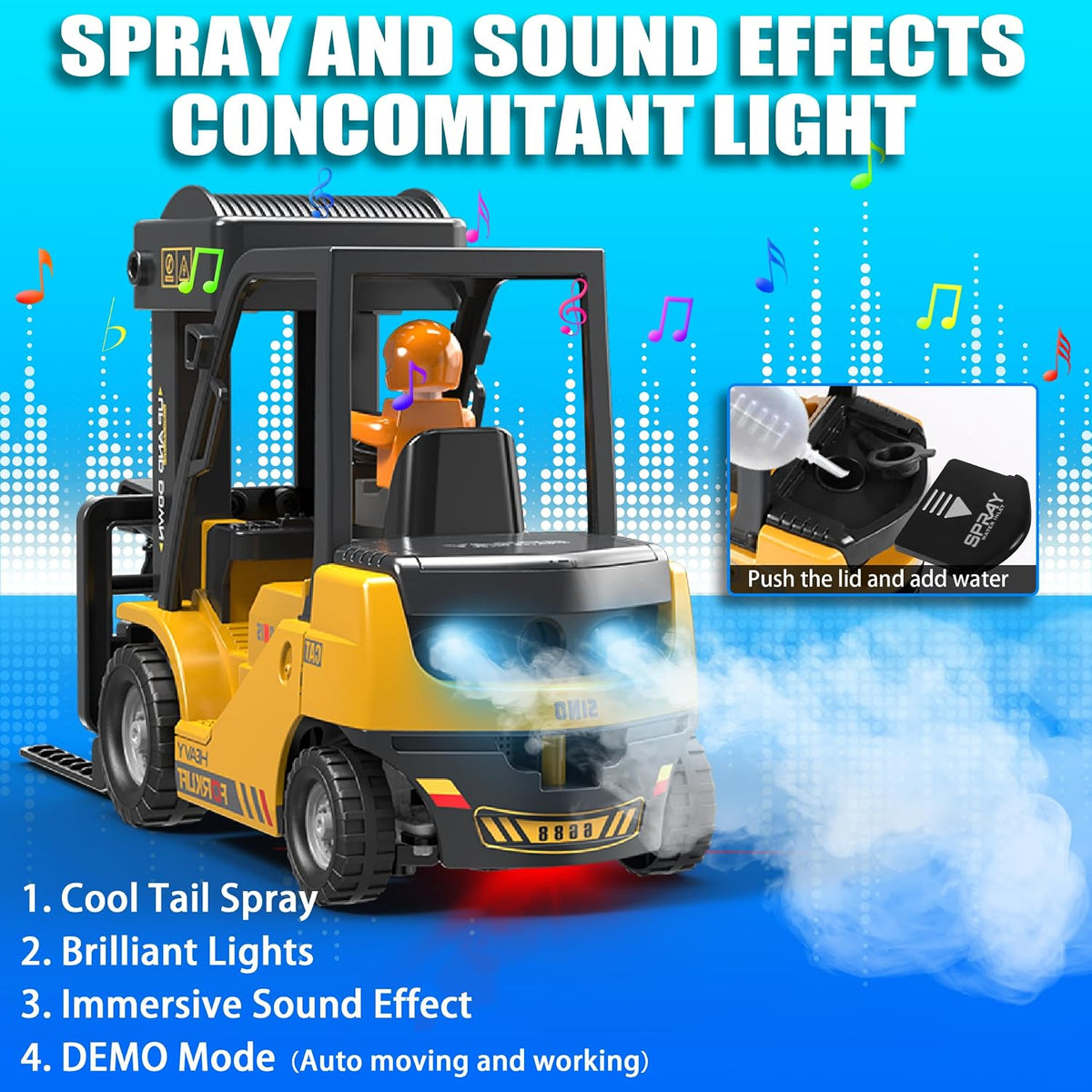 1:24 RC Forklift Toy for Kids - Yellow / 1:24 Scale (10×4×6.3 inch) - image 4