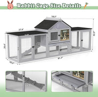COZIWOW 82inches Extra Large Wood Rabbit Hutch Outdoor Easy to Assemble and Stable Bunny Cage Indoor with Cleaning Tray & Waterproof Roof for Small and Medium Bunny Rabbit Chick (Grey)