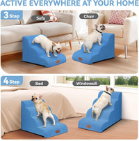 Zerbuger Dog Ramp and Stairs for Bed, Coffee 3 Steps 16" H - Blue / 3 - image 3