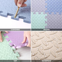 16 Tiles Foam Play Mat, Soft & Safe EVA Foam Mats for Floor - Gray/Bean Green/Gray Blue - image 3