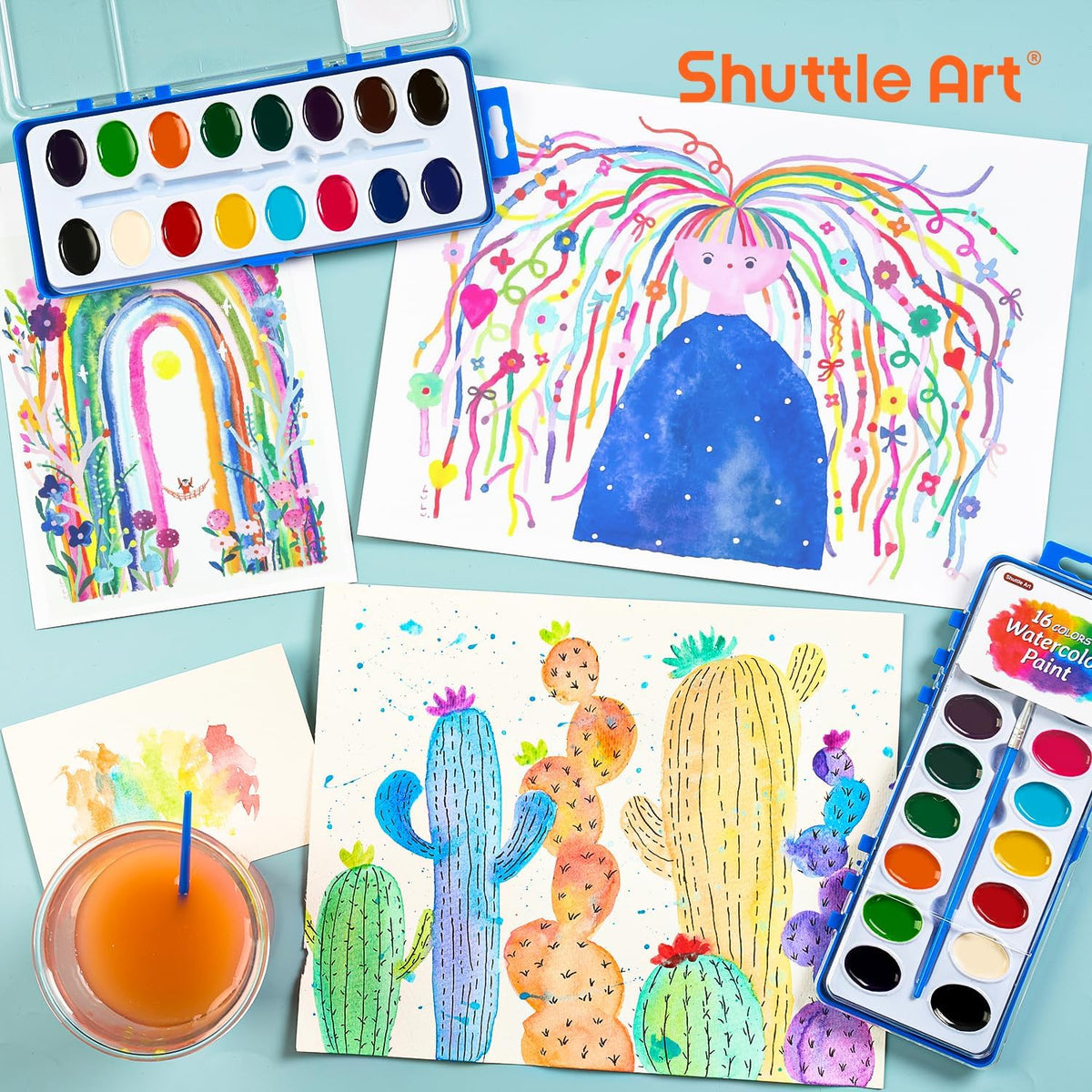 Shuttle Art 16 Colors Watercolor Paint Set Bulk - 16 Colors 15 Pack - image 4