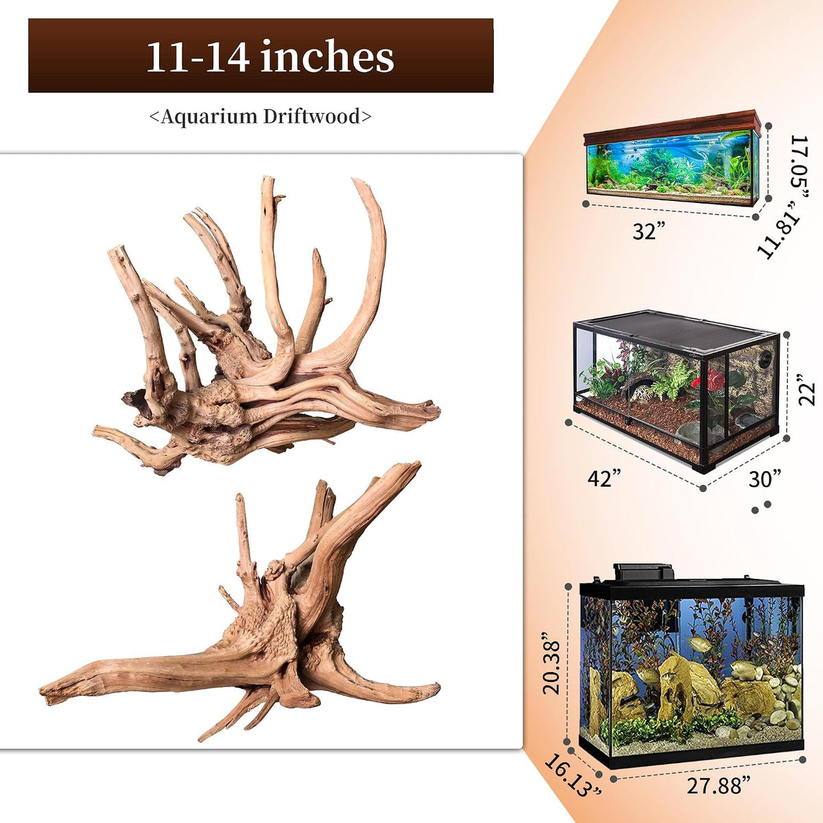 majoywoo Natural Driftwood for Aquarium Decor Fish Tank Decor Reptile - Spiderwood 11 to 14 Inch(Pack of 2) - image 2