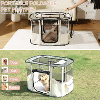 Foldable Pet Cat Playpen, Indoor Cat cage Crates S - Beige / Medium（31.5"L x 23.6"W x 21.7"H） - image 4