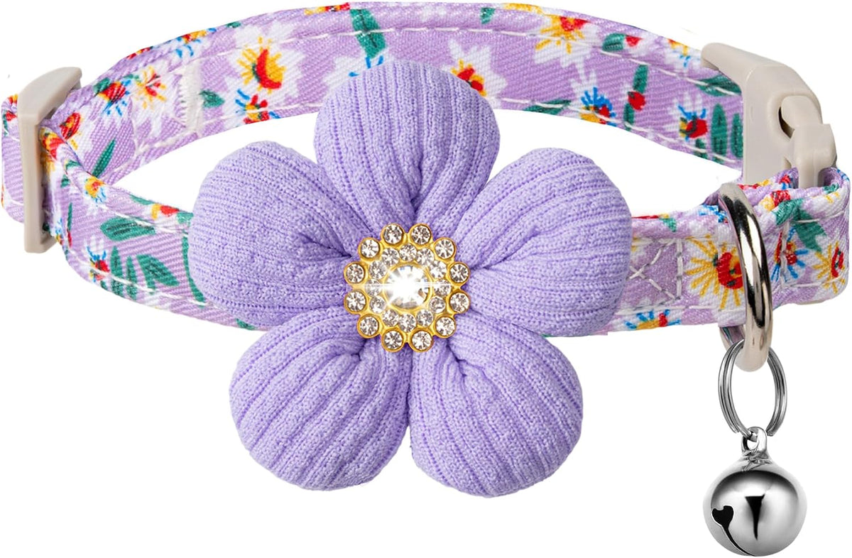 Medium Dog Collar with Flower - Purple / Small: for Small Dog