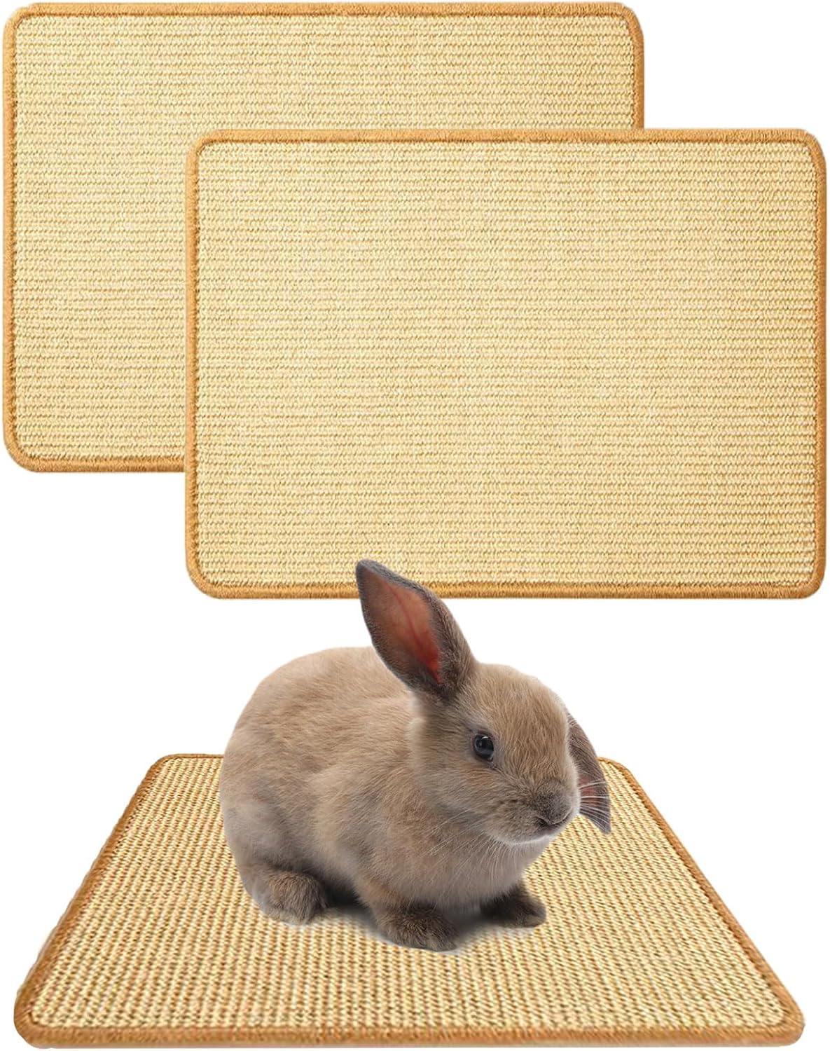 2PCS Rabbit Scratch Mat, Natural Bunny Pad Claws and Teeth Care - Natural 2pcs / 16"x12"
