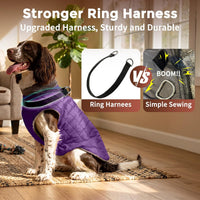 Fleece Dog Jacket for Small Dogs, Puppy Coat with Harness - Purple / X-Small - image 3