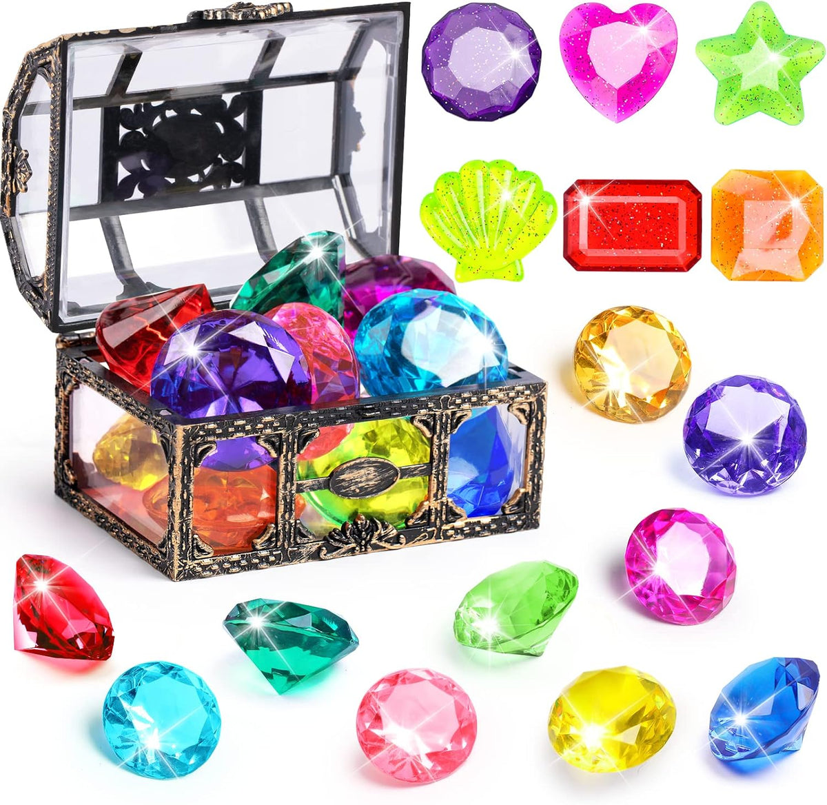DISHIO Diving Gem Pool Toy 10PCS Big Colorful Diamond Diving Toy - 16pcs Multi-colored