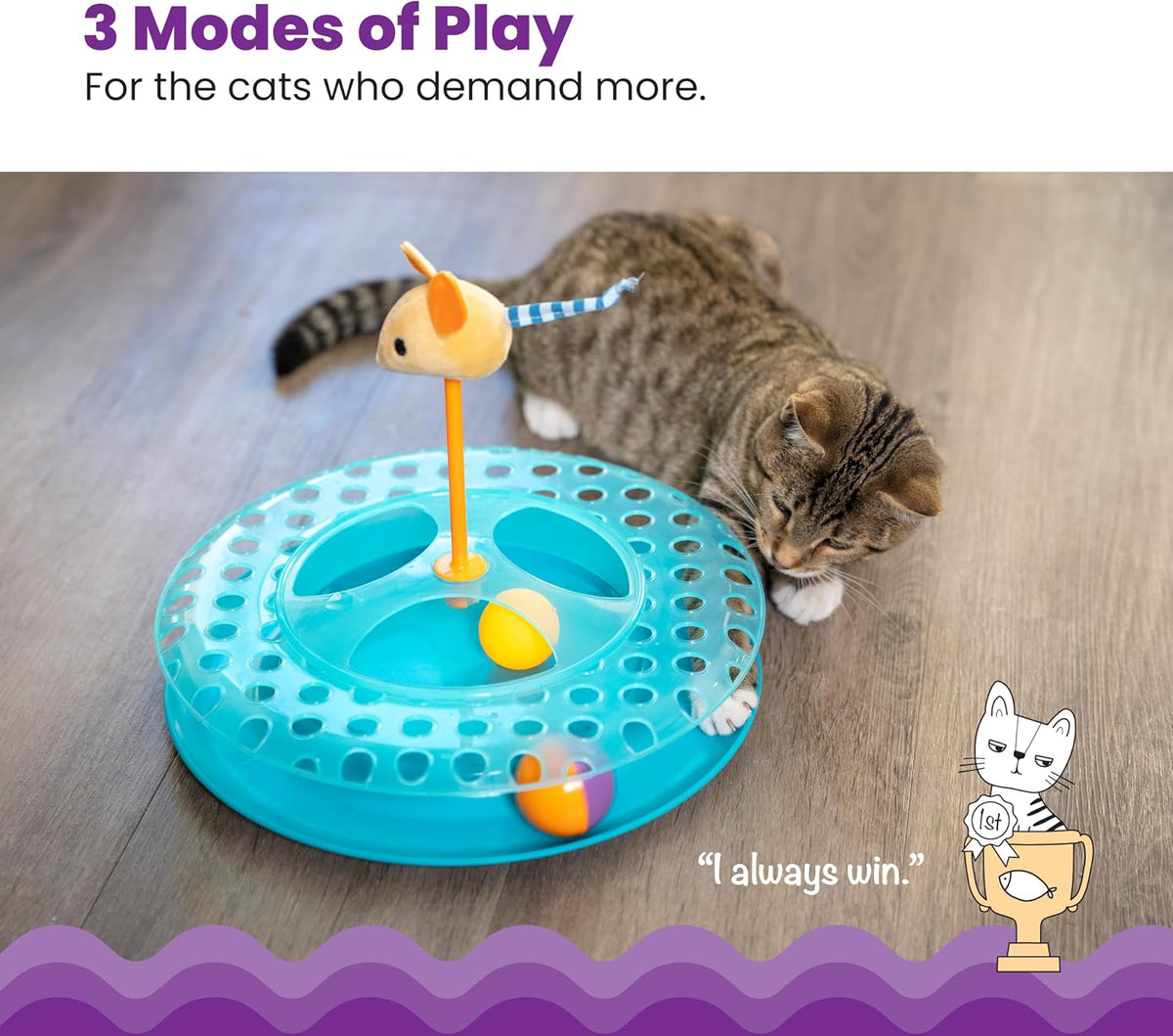 Catstages Tower of Tracks Interactive Cat Toy, 6 Spinning Balls - Cheese Chase / One-Size - image 2