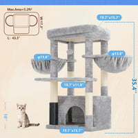 Hey-brother Cat Tree Tower with Large Platform, Spacious Condo - Light Gray / 35.4 Inches - image 2