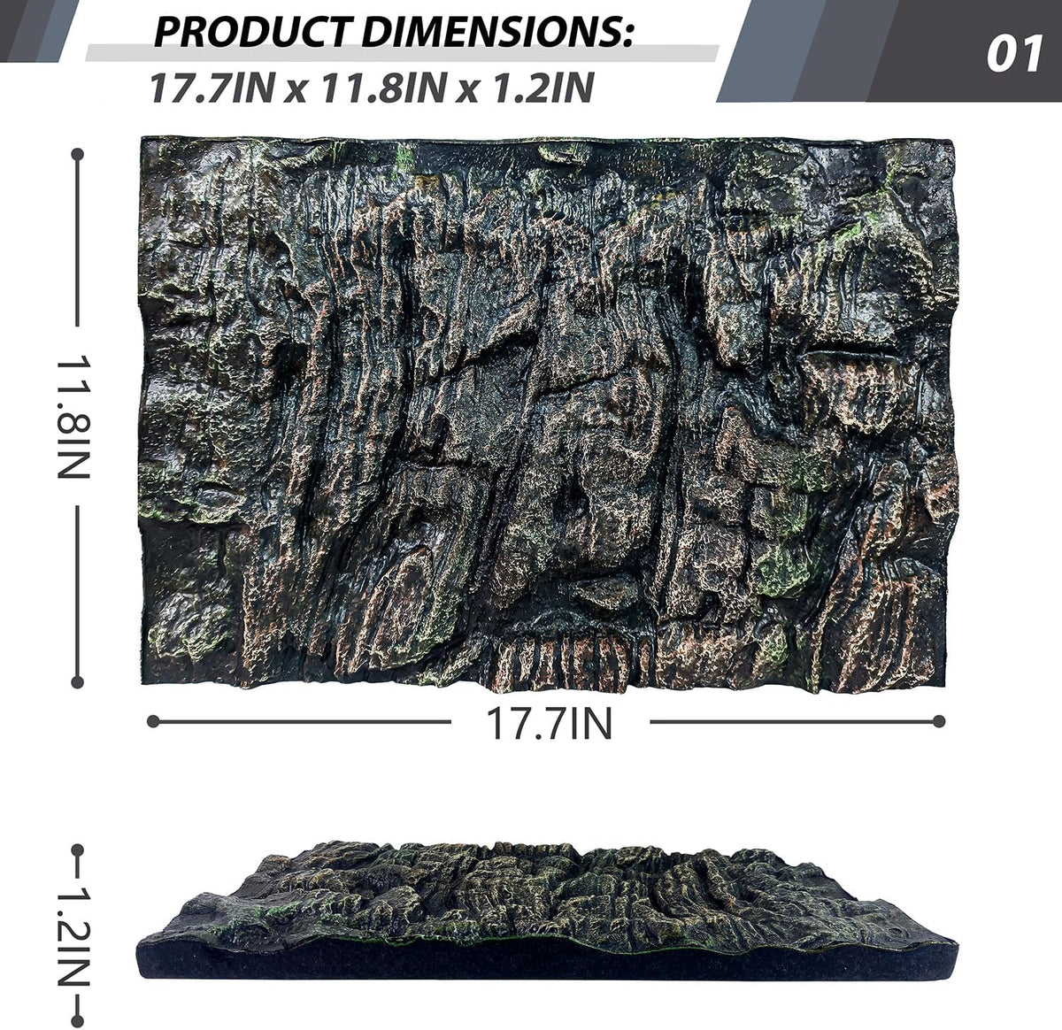 4pcs Rock Terrarium Background, 3D Reptile Tank Background Board - Paleyellow-17.7"*11.8"（1pcs） - image 2